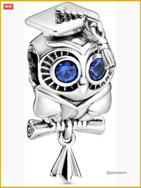 Sterling Silver Owl Graduation Charm for Pandora Moments Bracelet